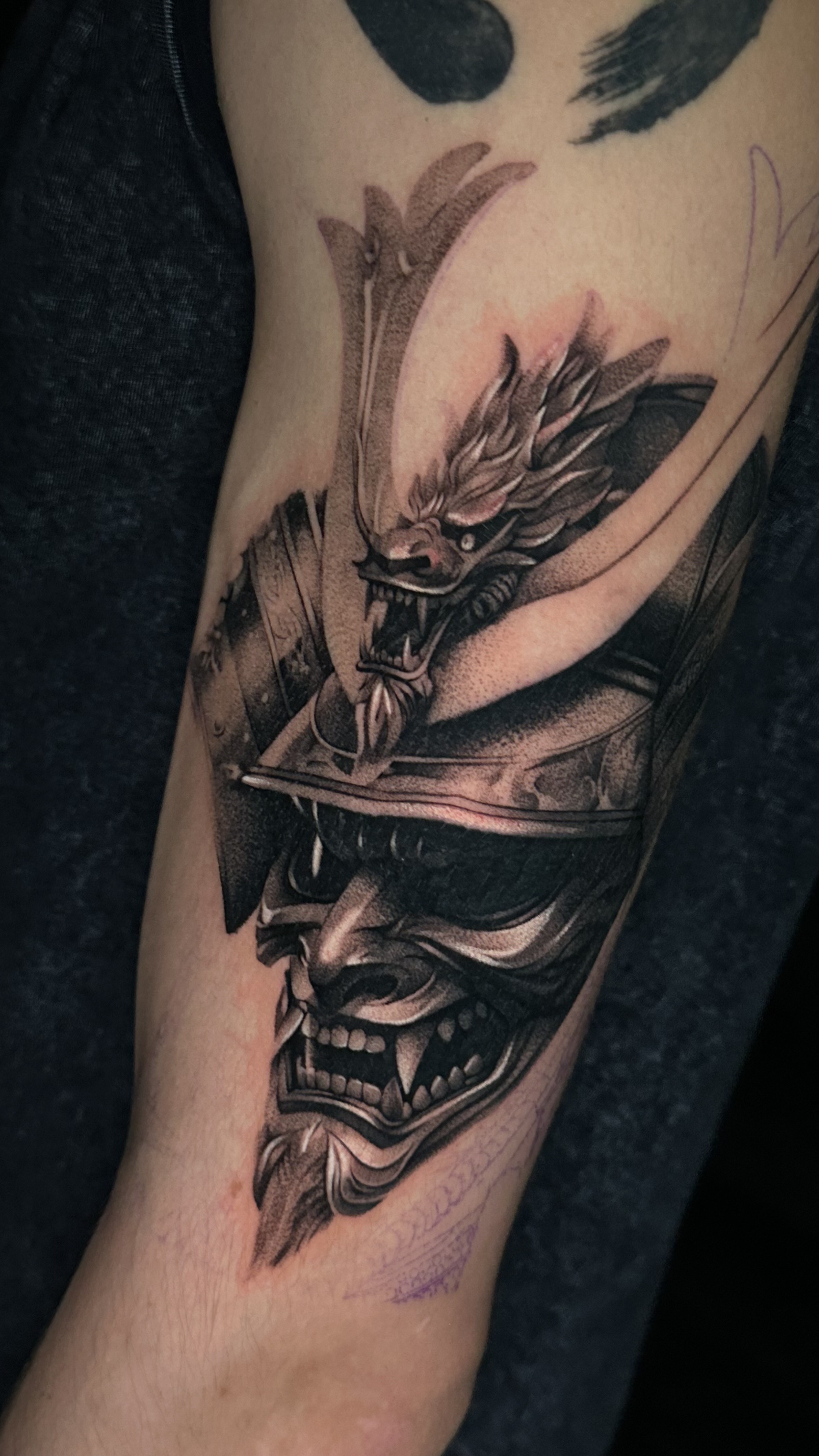 Black & grey realism portrait шивээс